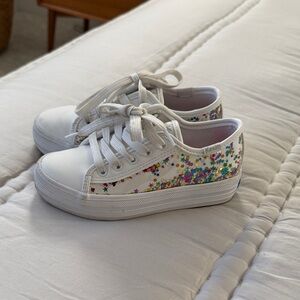 Keds Kids White Sneakers with Colorful Star Accents